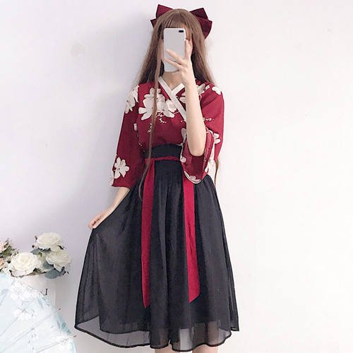 汉元素改良花间瑶日常古风学生班服中半身裙汉服仙女民国