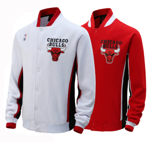 美式运动外套夹克秋冬加绒加厚公牛立领排扣出场服训练服棒球服潮