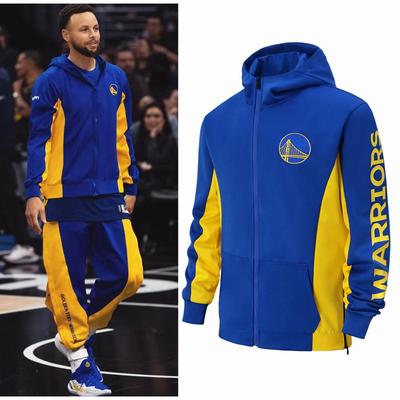 美式春秋运动休闲套装勇士篮球训练出场服连帽外套全开扣收脚长裤