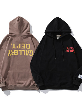 GALLERY DEPT经典字母印花帽衫欧美INS男女高街宽松纯棉套头卫衣