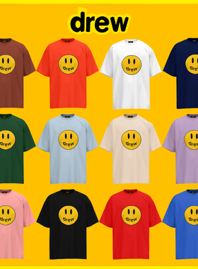 Drew贾斯汀比伯同款FOG潮牌发泡笑脸oversize男女夏季纯棉短袖T恤