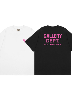 GALLERY DEPT 经典款夏季美式oversize西海岸玫红字母印花短袖T恤
