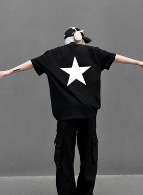 欧美潮牌夏季五角星限定高街FOG复线T恤男ESSENTIALS宽松短袖女