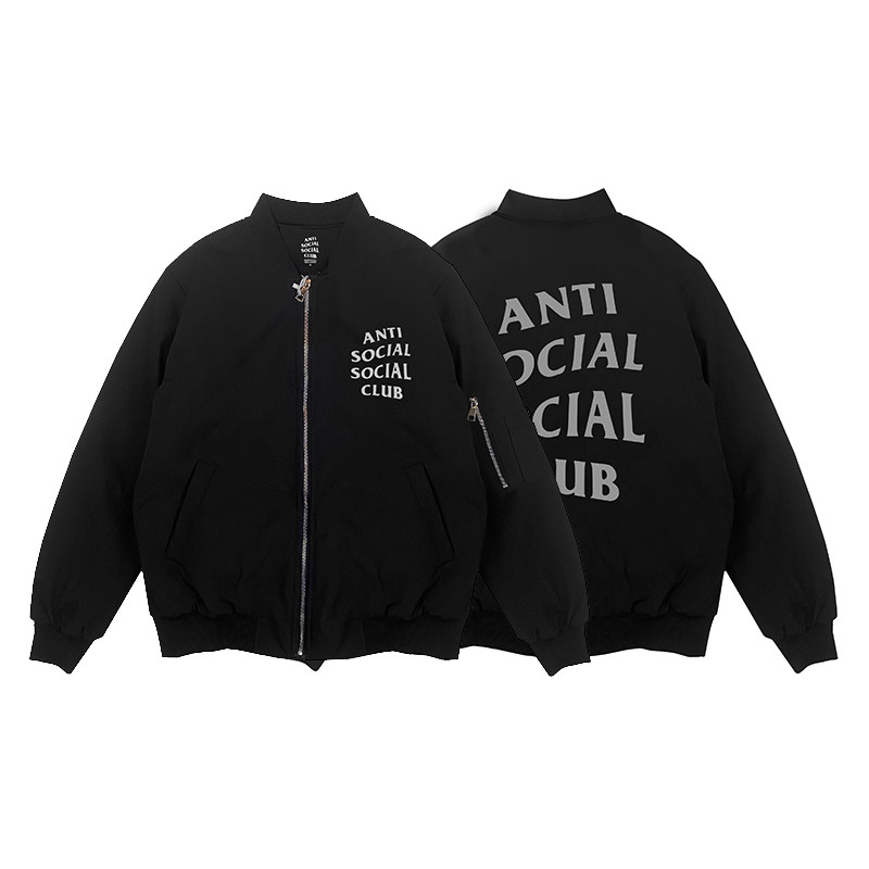 ANTI SOCIL SOCIL CLUB 3M反光基础款限定飞行服棉衣拉链夹克外套