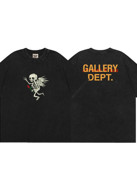 GALLERY DEPT 夏季新款复古水洗做旧高街情侣天使骷髅印花短袖T恤