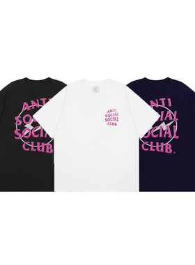 ASSC x Fragment Design联名款闪电短袖玫红色LOGO藤原浩联名T恤