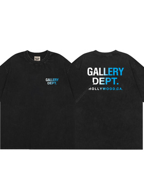 美式潮牌GALLERY DEPT经典款彩绘字母印花水洗做旧复古短袖t恤