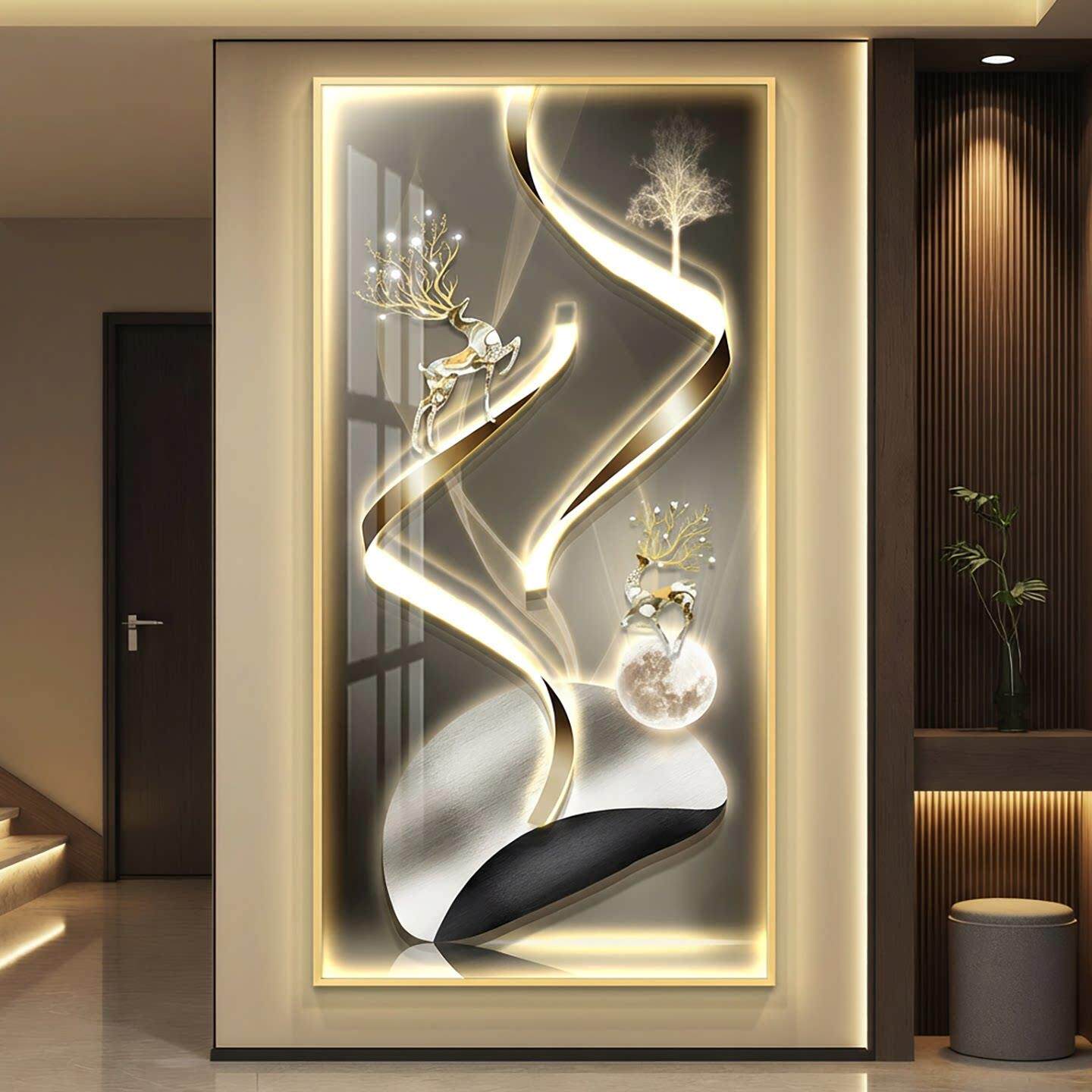 抽象轻奢led带灯入户玄关装饰画走廊过道挂画壁画简约现代高级感