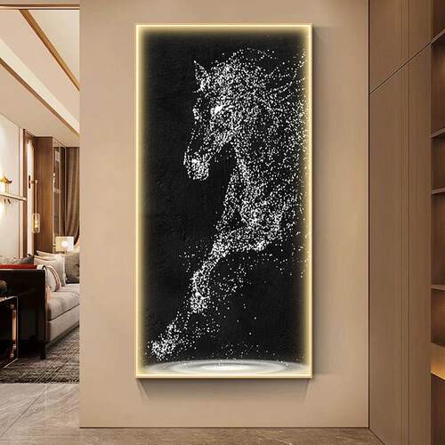 马到成功LED灯画客厅装饰画入户玄关壁画办公室会议室寓意挂画