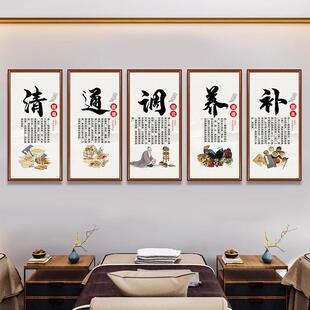 四季养生馆组合清通调养补挂画中医院理疗中药馆壁画装饰画实木框