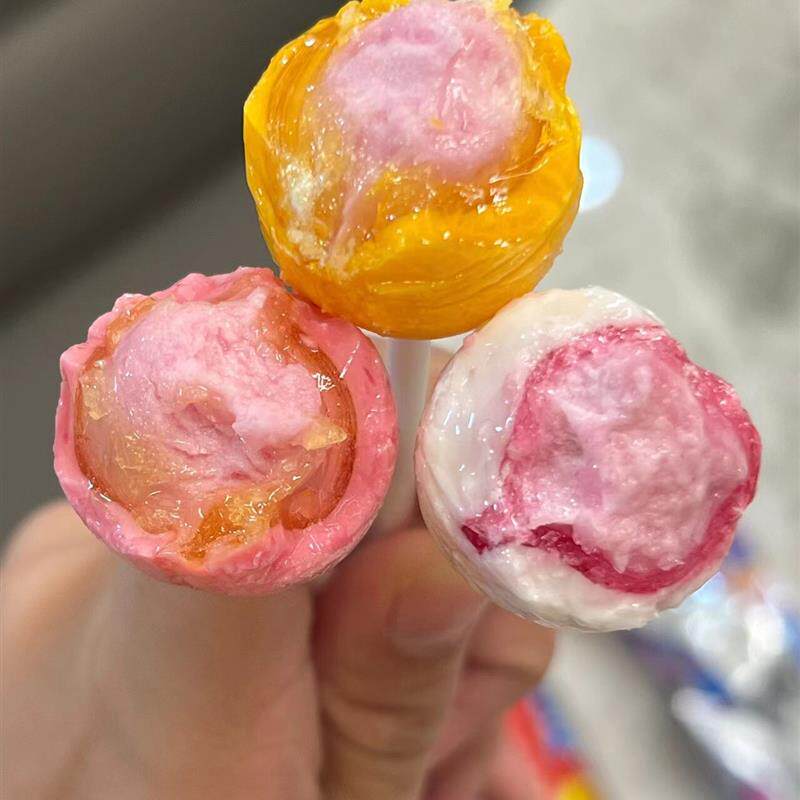 *珍宝珠夹心棒棒糖夹心泡泡糖随机混搭西瓜味糖果零食16g/