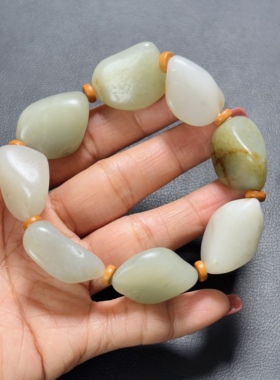 新疆和田玉籽料原石真皮真籽油性好 天然 和田玉手链 新疆直发