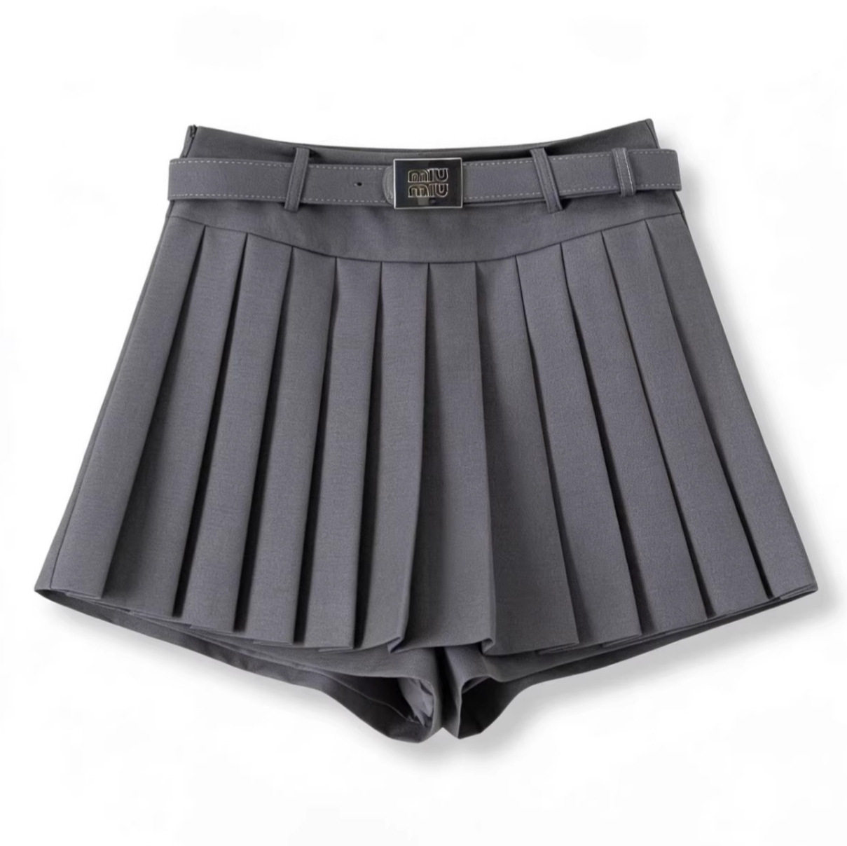 春夏轻奢时尚气质百搭西装面料短裤高腰显瘦遮肉百褶半身裙女短款