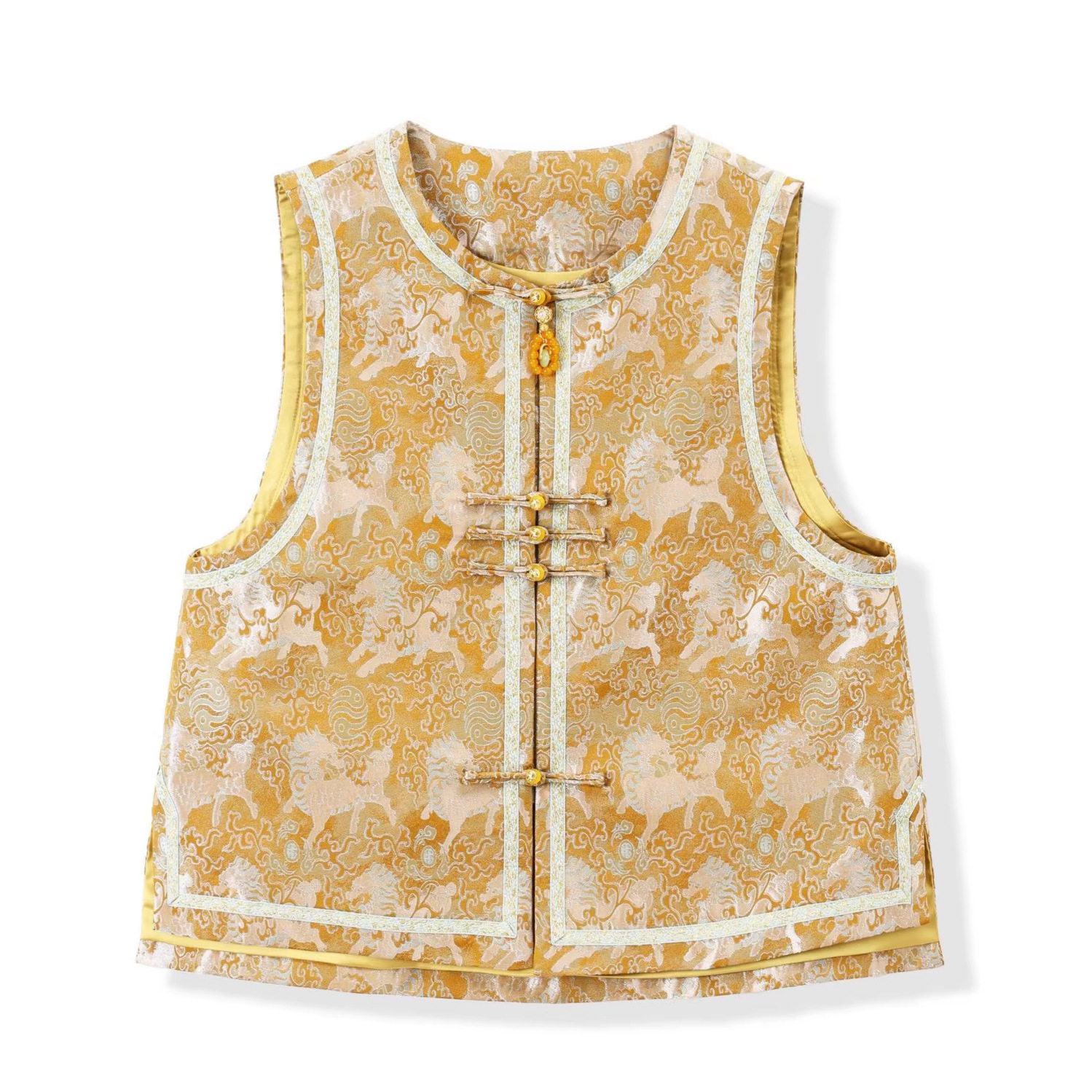 2026年春新款新中式国风人丝宋锦马夹外套气质百搭无袖背心上衣女