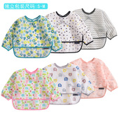 清仓韩版 罩衣婴幼儿童防水反穿衣免洗男女宝宝吃饭画画 儿童长袖