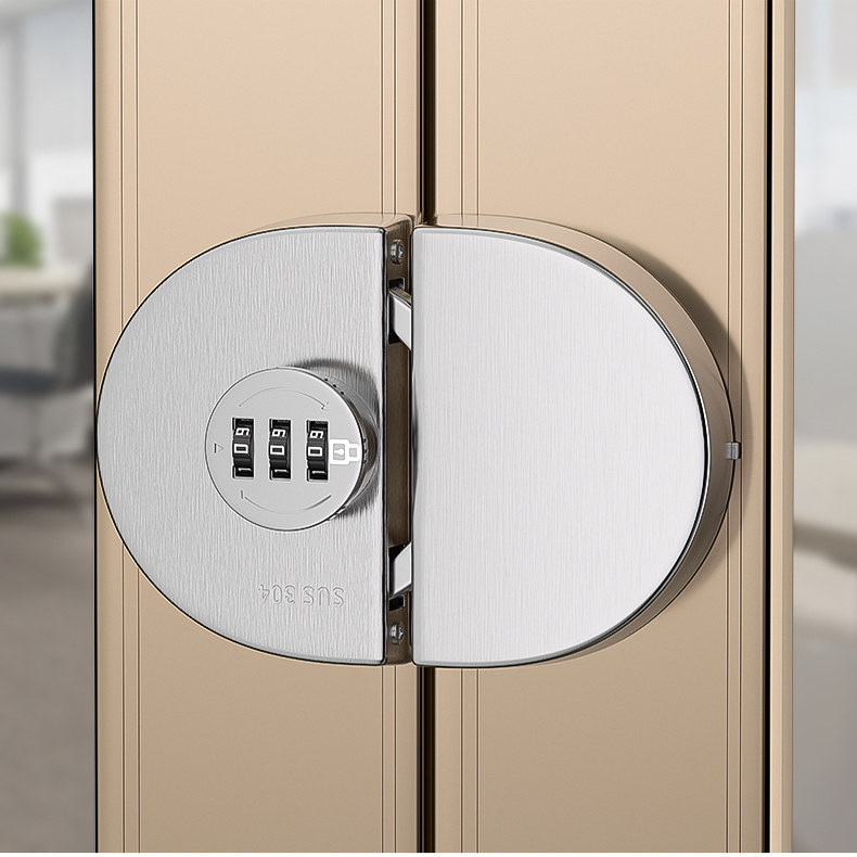 泽定有框密码锁双门柜门玻璃锁