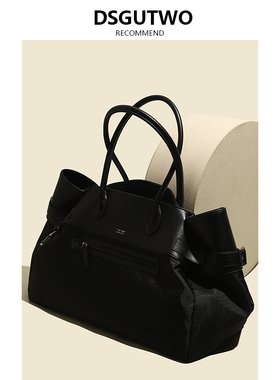 DSGUTWO 新款潮高级质感小众复古单肩手提包时尚黑色托特包装女士