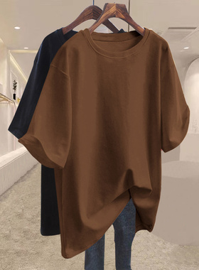 高级感ins小众胖妹妹加大码300斤夏季新款短袖t恤上衣纯棉打底衫