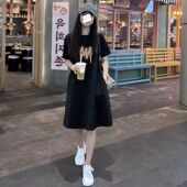 ins特大码 2026夏季 300斤 t恤女宽松中长款 过膝连衣裙女装 新款 短袖