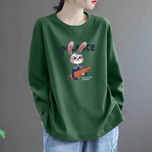 纯棉长袖t恤女士秋装2025新款