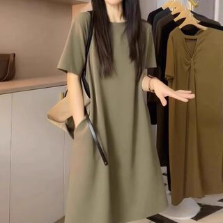 特大码300斤夏季2025新款洋气小众显瘦宽松女孕妇装短袖t恤连衣裙