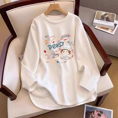 300斤德绒打底衫女孕妇秋季上衣2025美式洋气内搭长袖T恤显瘦宽松