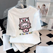 欧货ins潮休闲t恤女士短袖 300斤宽松 百搭体恤衫 上衣2026夏季 新款