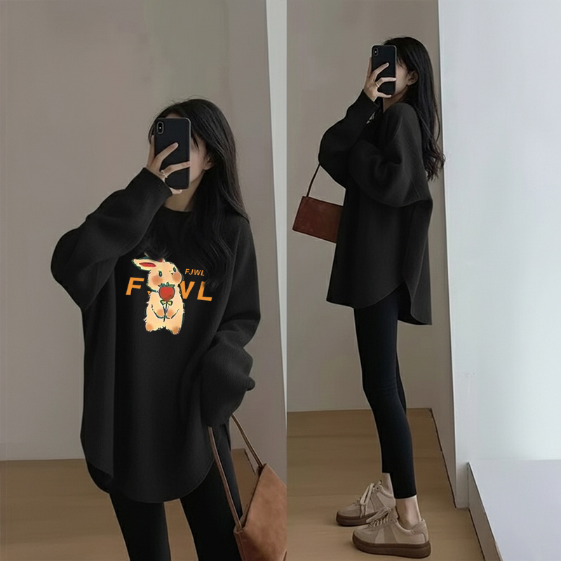 2025新款大码300斤胖mm高级秋季上衣德绒打底衫女长袖T恤显瘦宽松