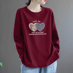 女装 胖mm宽松藏肉百搭t恤衫 上衣大码 长袖 200斤 别致小众设计感秋季