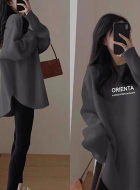 2025秋冬休闲德绒打底衫女士内搭洋气新款300斤大码胖mm宽松遮肚