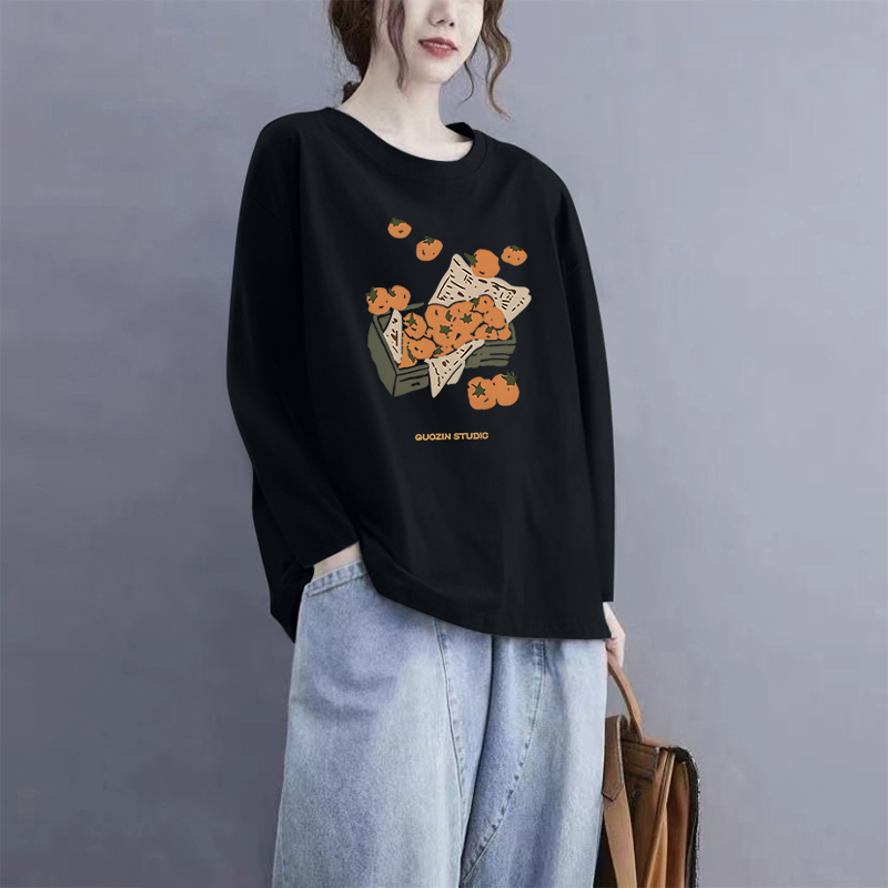 纯棉长袖上衣女2025秋季新款