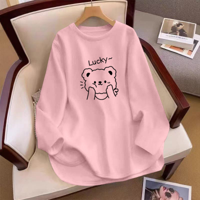 美式德绒打底衫秋冬2025新款长袖胖mm300斤大码上衣女t恤宽松显瘦