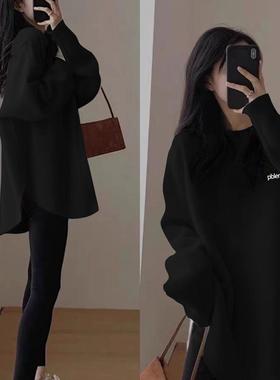 300斤秋冬加肥特大码胖mm加厚德绒打底衫女装内搭t恤长袖孕妇上衣