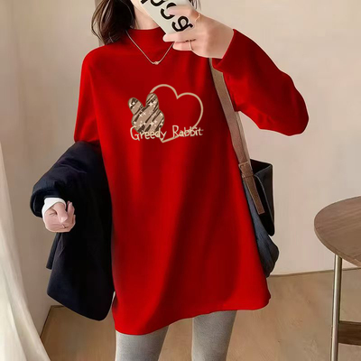 外穿2025胖妹妹大码300斤孕妇上衣德绒打底衫中长款宽松女装长袖