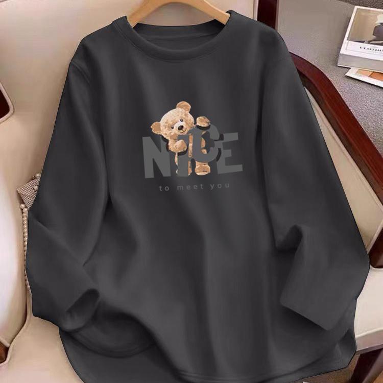 300斤大码胖mmt恤女长袖2025秋冬款德绒打底休闲上衣遮肉显瘦宽松