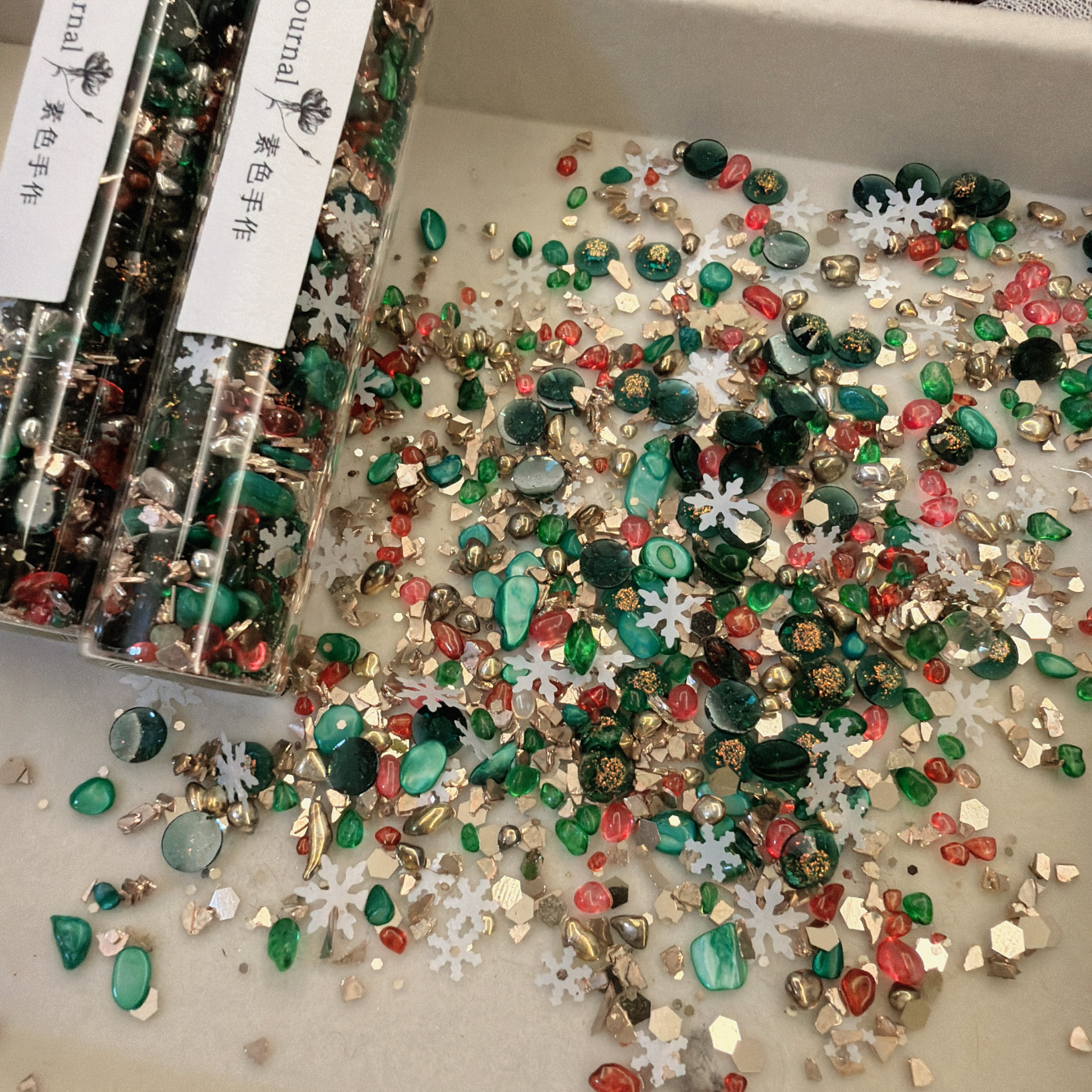 素色手作圣诞限量树粉碎石手帐