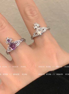 不会过期的美好！闪钻土星戒指女生轻奢高级感食指戒时尚个性指环