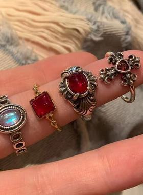 宫廷~叠戴vintage戒指小众独特古着食指戒女高级感指环开口可调节