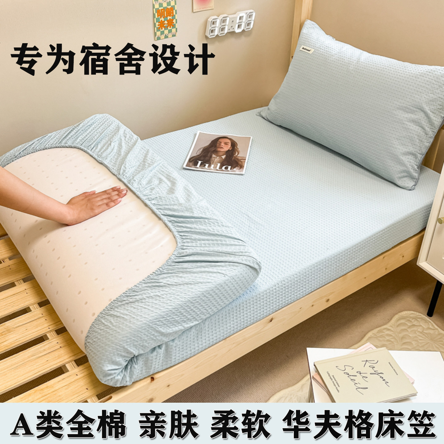 全棉学生宿舍床笠单件床垫套图片