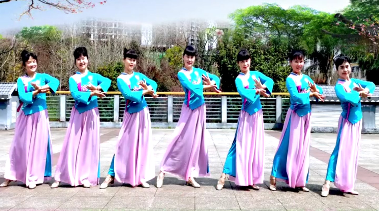 吉美广场《你像三月桃花开》民族舞服装 演出服 伞子舞表演服装