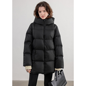 鹅绒羽绒服女款 外套 宽松保暖轻便加厚泡芙连帽中长款 2025新款 冬季