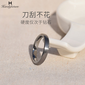 857钨金戒指男女3.2mm宽耐磨刮不花原创设计简约闭口全拉丝素圈尾