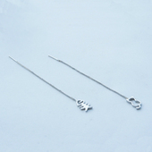 耳链流苏耳环女 萌小猫鱼骨长款 可爱清新S925纯银耳线时尚 简约个性