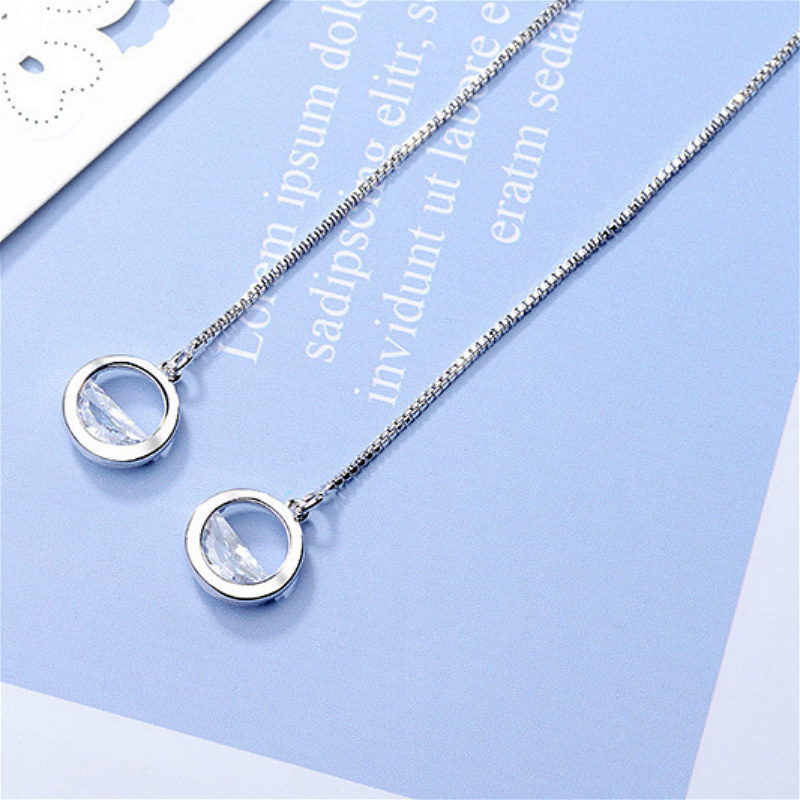 日韩S925纯银耳线女一汪清泉超仙耳坠简约长款耳环文艺小清新耳链