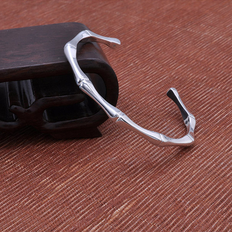 文艺中国风S925纯银节节高简约竹子竹节手镯女手环百搭款气质礼物