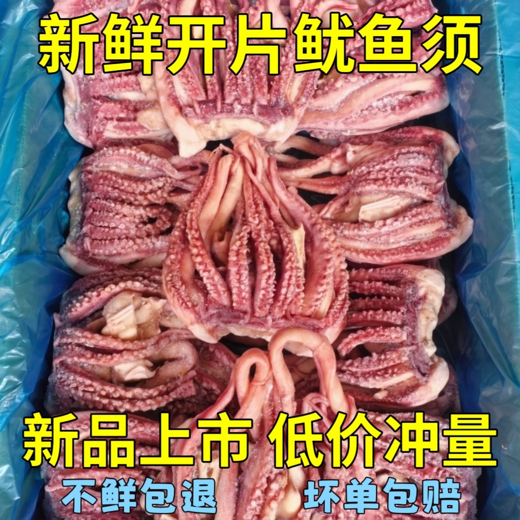 鱿鱼开片头须冷冻鱿鱼爪新鲜二本足大鱿鱼开片头海鲜铁板烧烤食材