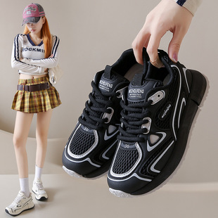 鞋 女秋季 赵露思同款 子2025小白鞋 新款 女学生网面休闲运动百搭板鞋