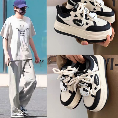 王牌对王牌宋亚轩梓渝同款鞋子女2025秋季新款黑白色小白鞋运动鞋