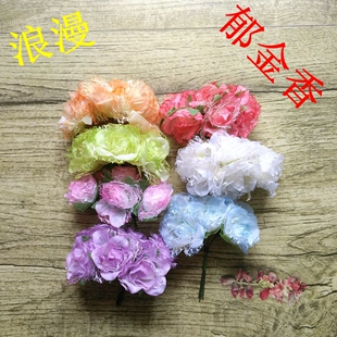 DIY纱边郁金香花束 仿真布花朵手工花 花环喜糖盒子装饰 6支/束