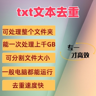 文本处理器txt文本去除重复软件处理超大文件win通用原创分割器